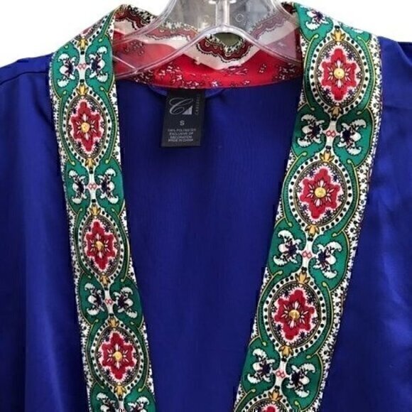 Women's Cabernet Silky Kimono Blue Red S - Picture 3 of 8